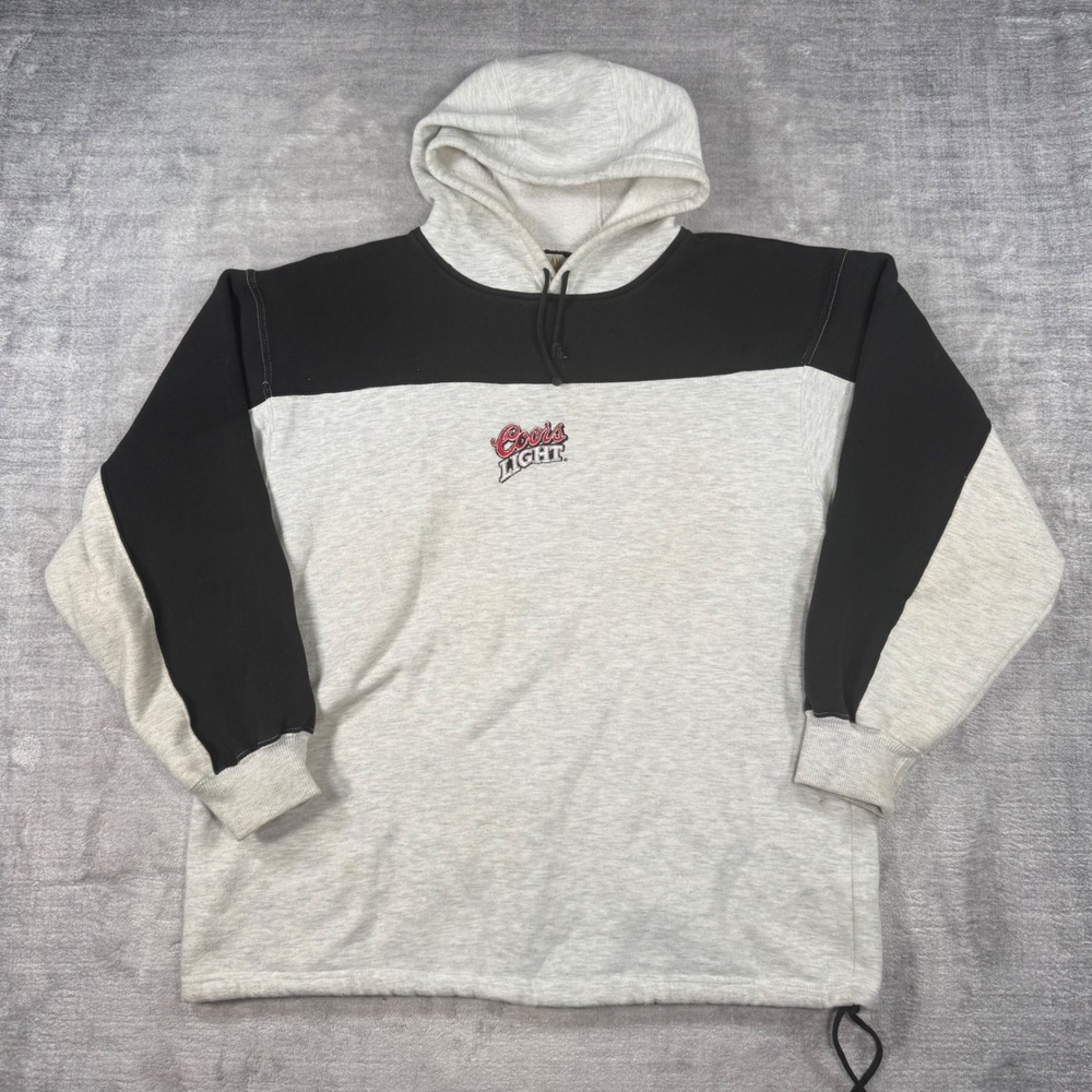 Vtg Coors Light Sweatshirt Men XL Grey 90s Color block Beer Center Logo Cinch